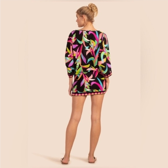 ❤️ NWOT! TRINA TURK SWIM COVER-UP TUNIC DRESS, HAWAIIAN BIRDS OF PARADISE, XL - Picture 3 of 16